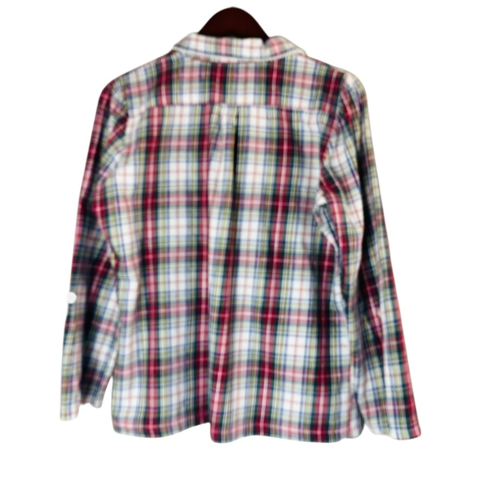 VICTORIA’S SECRET Plaid Pajama Silver Lurex Flannel 98% Cotton Pom Pom Trim L - Picture 5 of 13